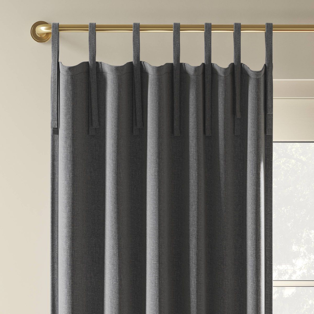 50"x84" Blackout Aruba Tie-Top Curtain Panel Charcoal - Threshold™