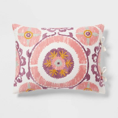 Full/Queen Suzani Print Comforter and Sham Set Ivory/Salmon Orange/Plum Red/Mustard