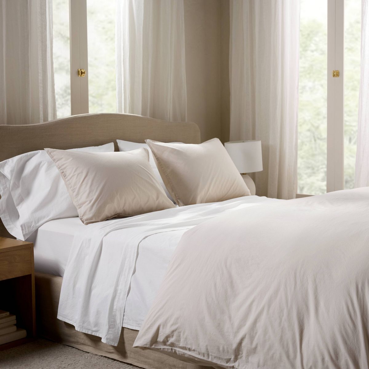Full/Queen Casual Organic Cotton Duvet Cover & Sham Set Parchment - Parachute for Target
