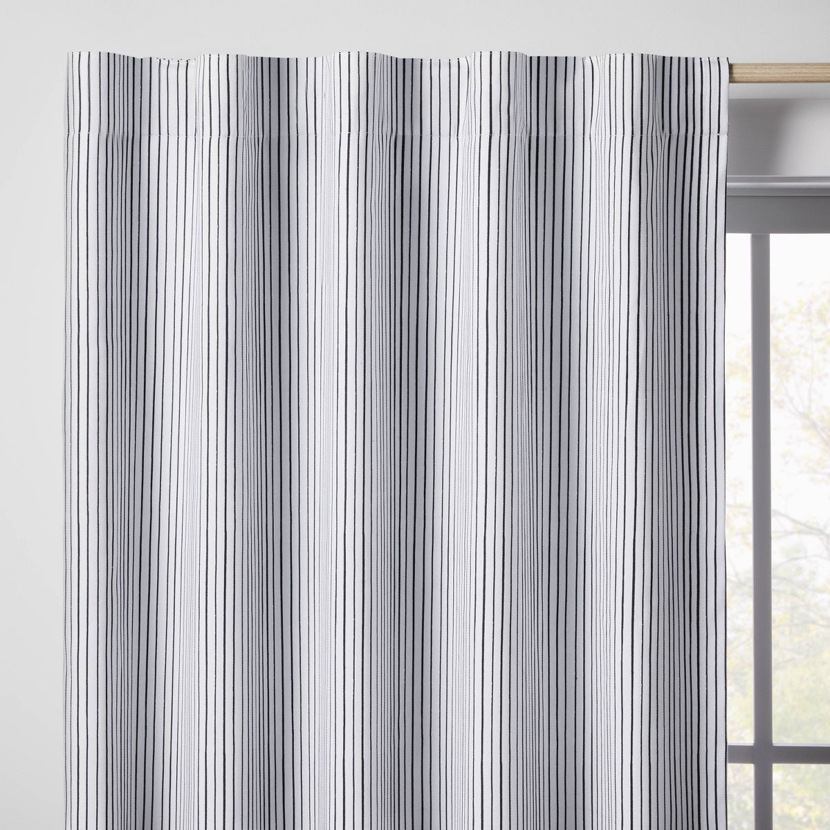 42"W x 84"L Irregular Mini Striped Kids' Blackout Window Curtain Panel Black - Pillowfort™