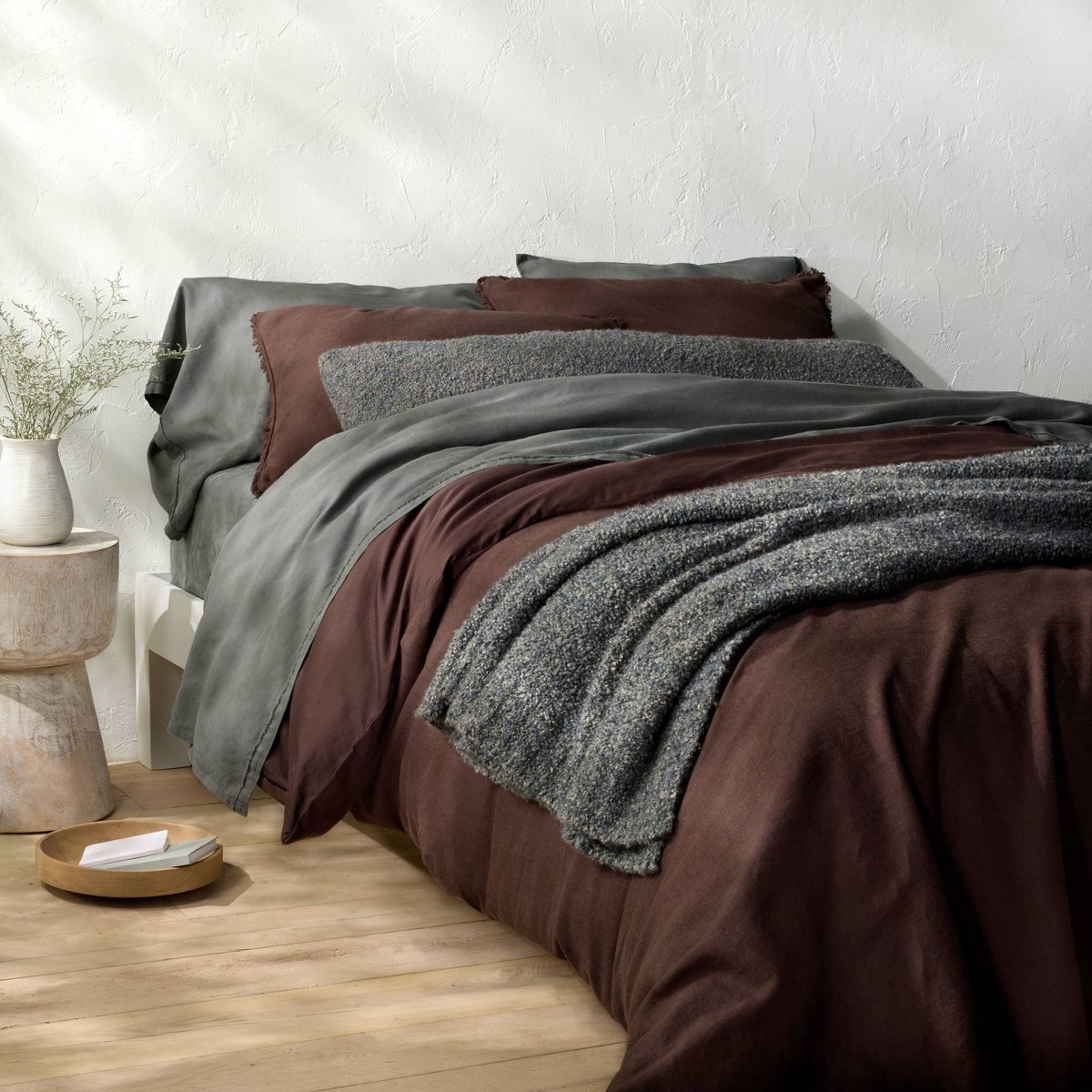 King 100% Linen Pillowcases Dark Gray - Casaluna™
