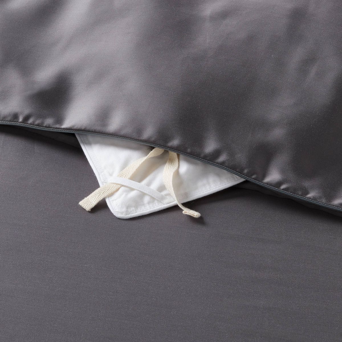 Full/Queen TENCEL™ Duvet Cover and Sham Set Dark Gray - Threshold™: Cooling Lyocell, OEKO-TEX Certified, Zip Closure