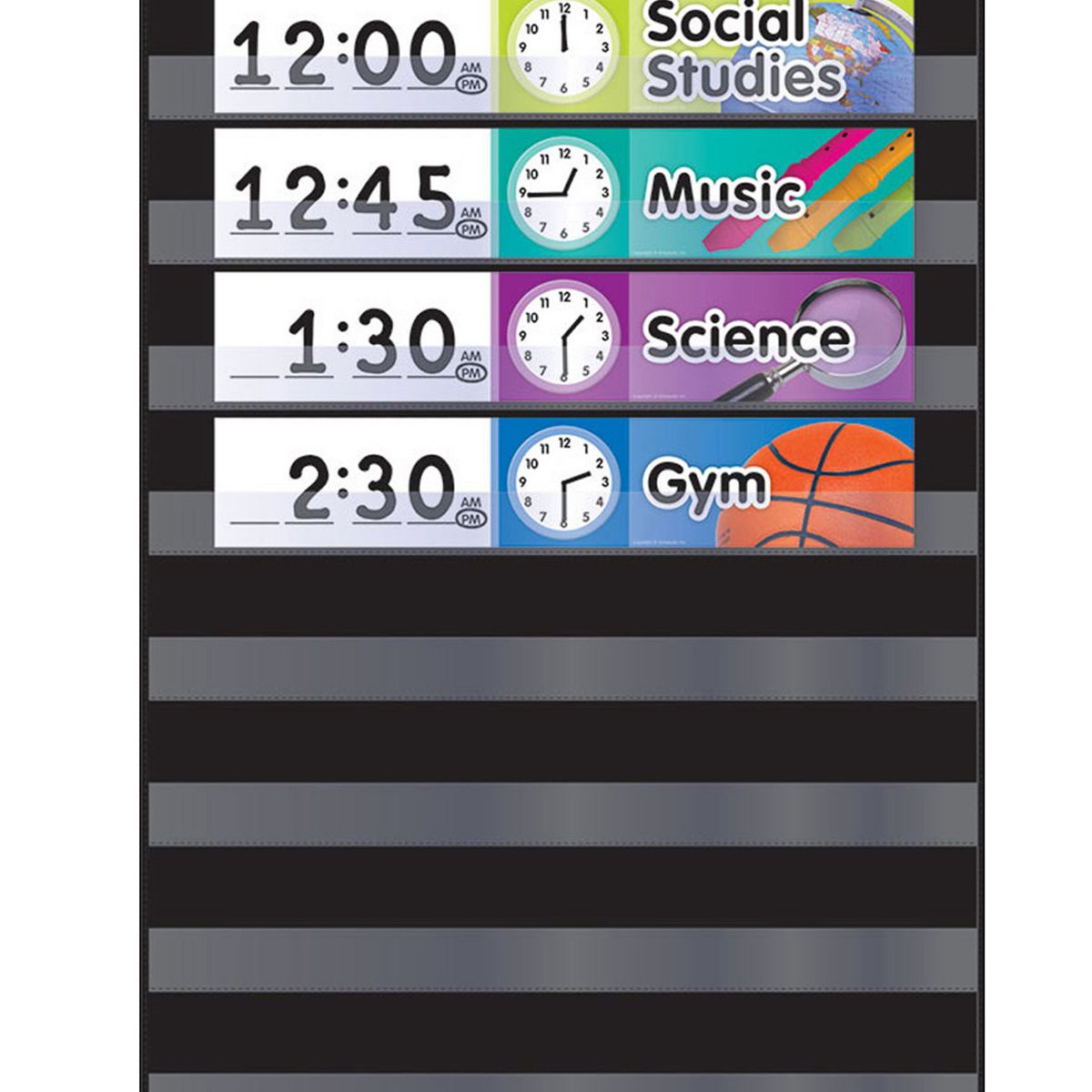 Scholastic Teaching Solutions Daily Schedule Pocket Chart with Cards, Black