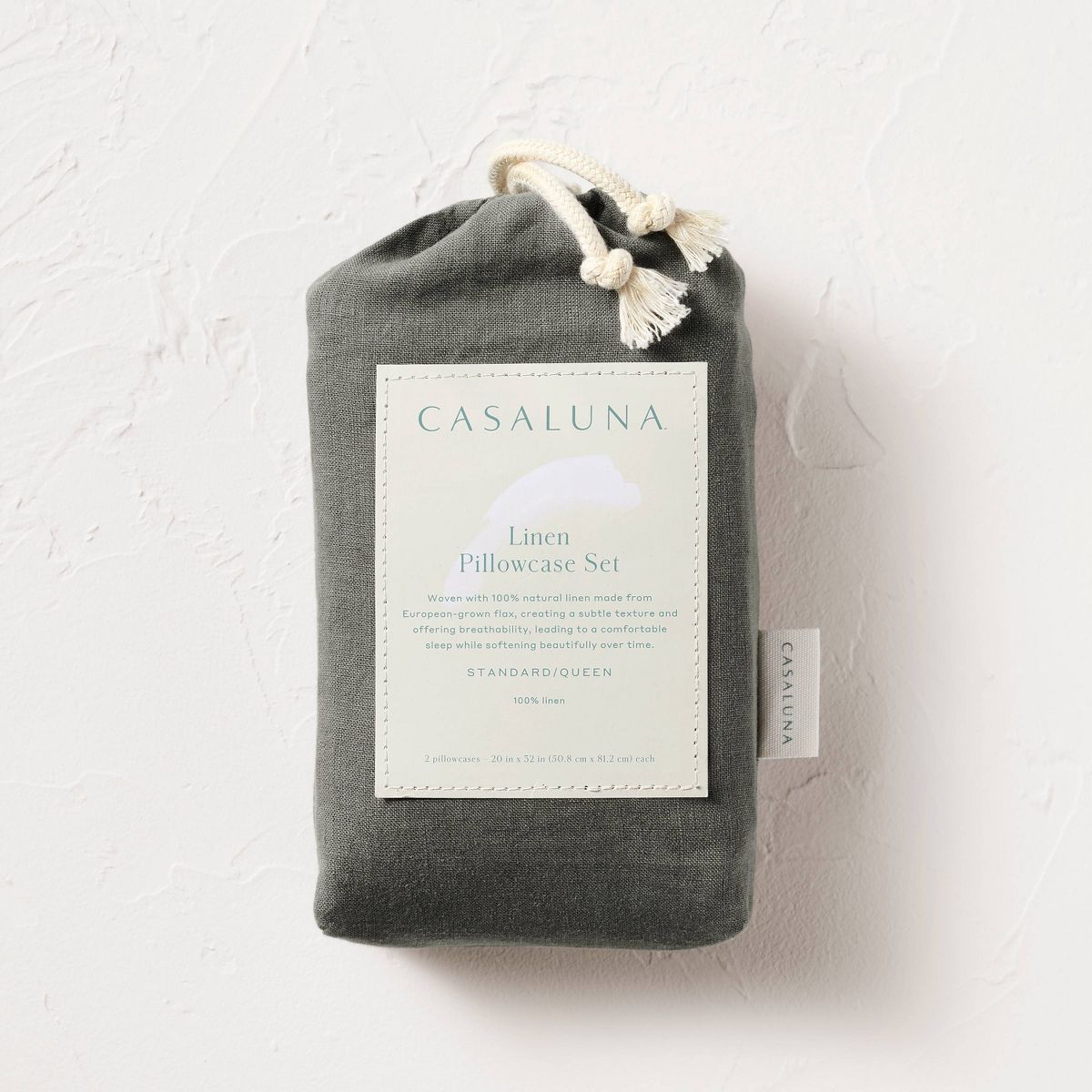 Standard 100% Linen Pillowcases Dark Gray - Casaluna™