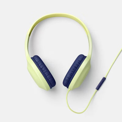 Wired On-Ear Headphones - heyday Pastel Lime: Built-In Mic, 3.5mm Jack, Foam Cushions