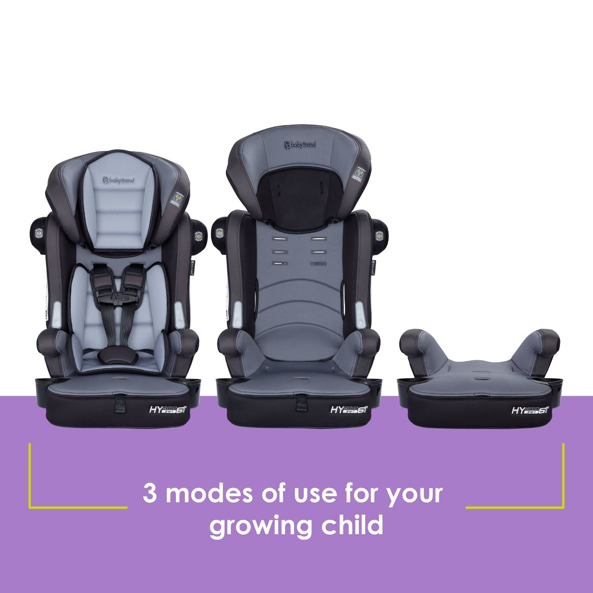 Baby Trend Hybrid SI 3-in-1 Combination Booster Car Seat with Side Impact Protection - Madrid Black