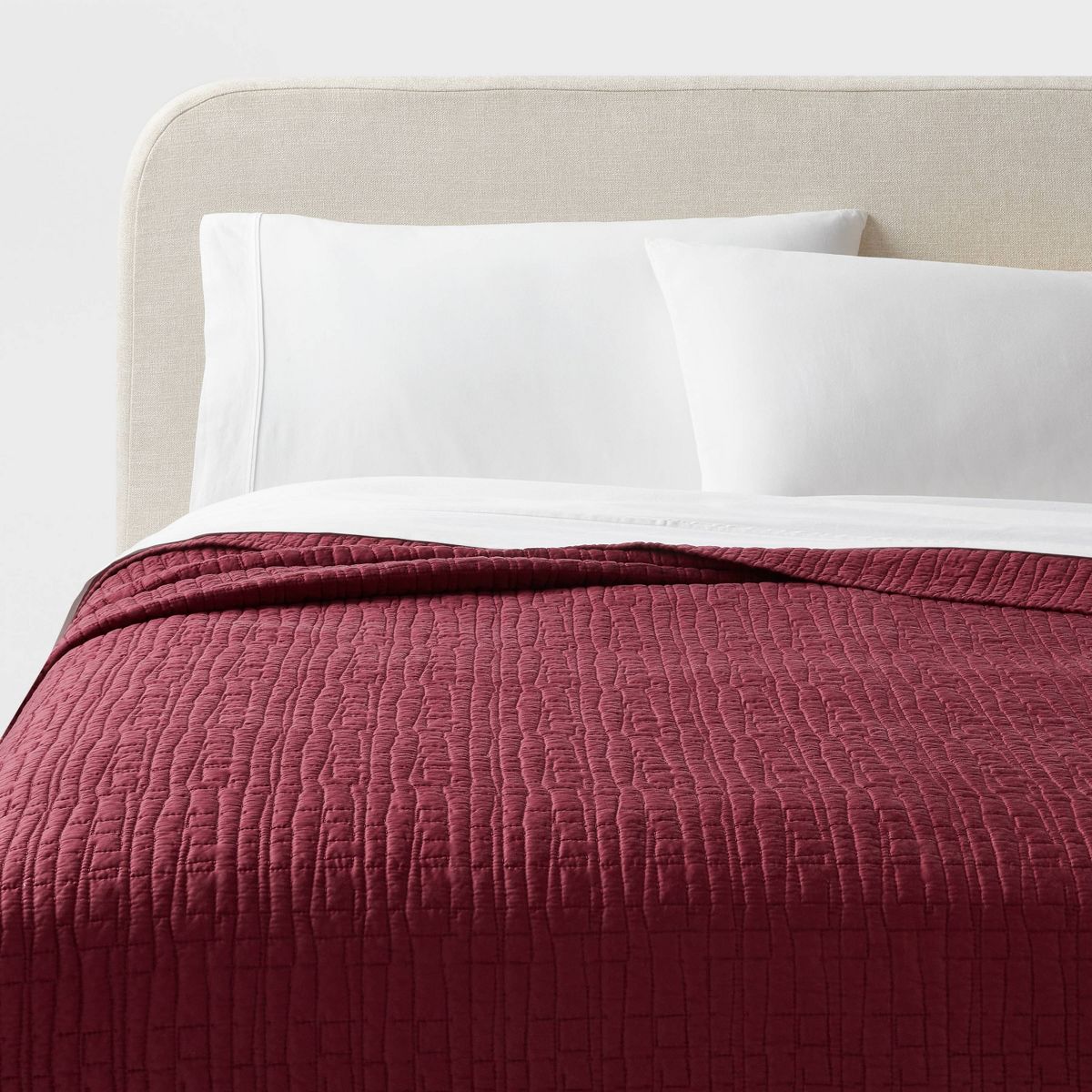 Full/Queen TENCEL® Quilt Wine Red - Threshold™: OEKO-TEX Certified, Cooling, Lightweight Coverlet