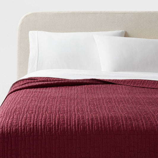 Full/Queen TENCEL® Quilt Wine Red - Threshold™: OEKO-TEX Certified, Cooling, Lightweight Coverlet
