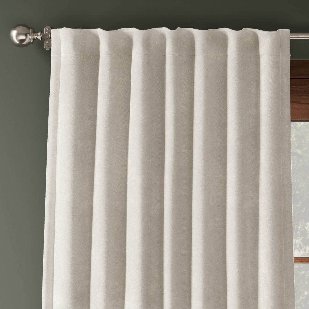 50"x63" Blackout Chenille Curtain Panel Ivory - Threshold™: Contemporary Lined Solid, Indoor Use, Back Tab, Rod Pocket