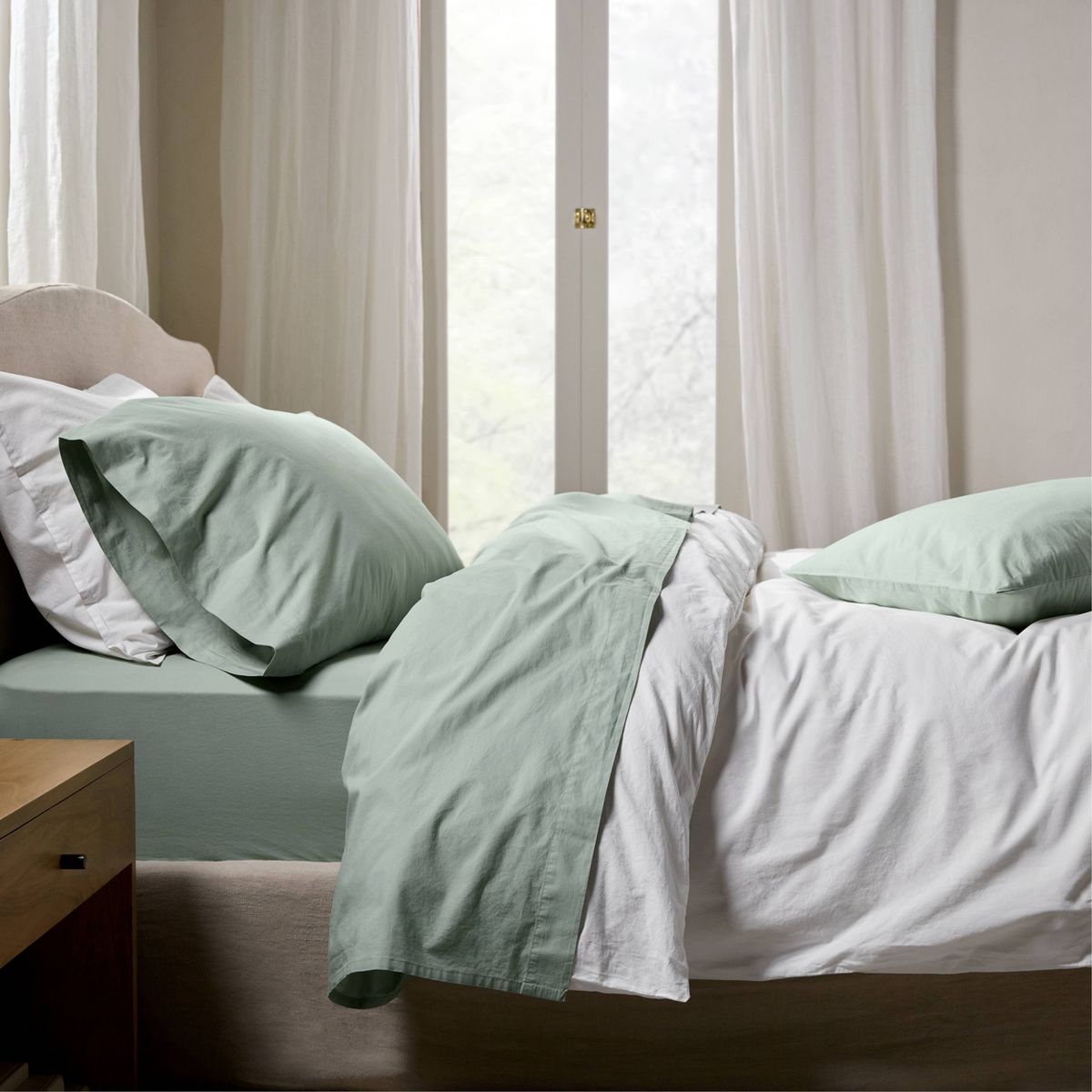 Full/Queen Casual Organic Cotton Duvet Cover & Sham Set White - Parachute for Target