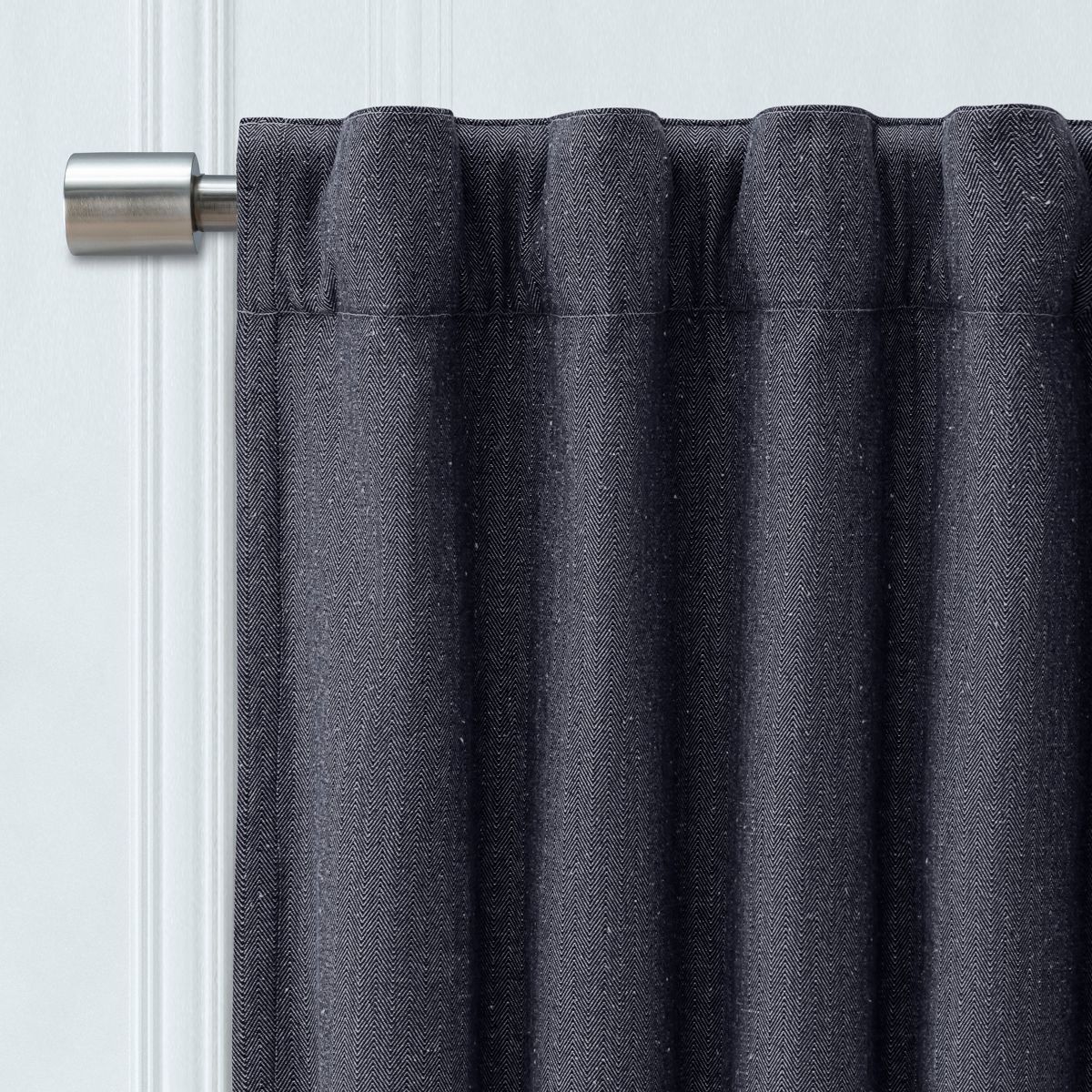 Chevron 80C/20P Sustainable Triple Lined Rod Pocket w/Back Tabs Panel 48x84 Navy