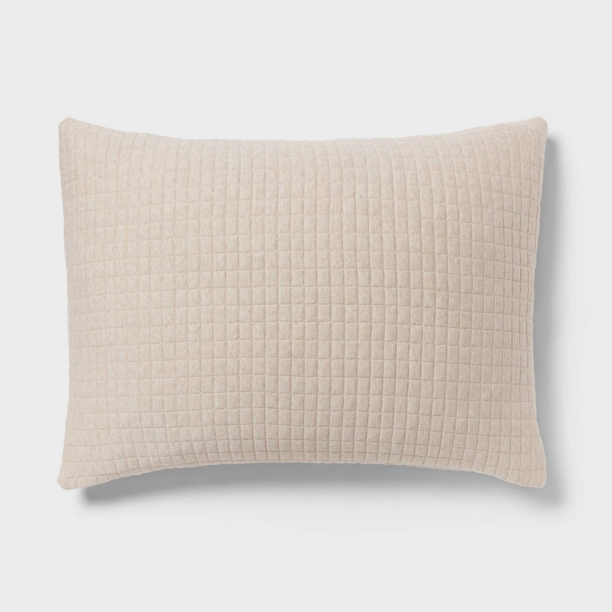 Standard Jersey Quilt Sham Oatmeal - Threshold™: Cotton Knitted, Check Jacquard Design, Machine Washable