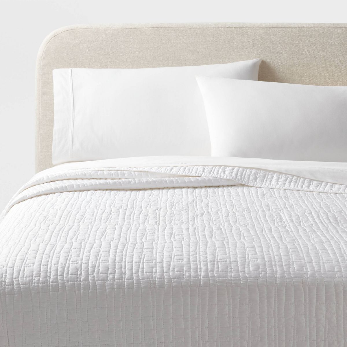 Full/Queen TENCEL® Quilt White - Threshold™: OEKO-TEX Certified, Lightweight, Cooling Comfort Coverlet