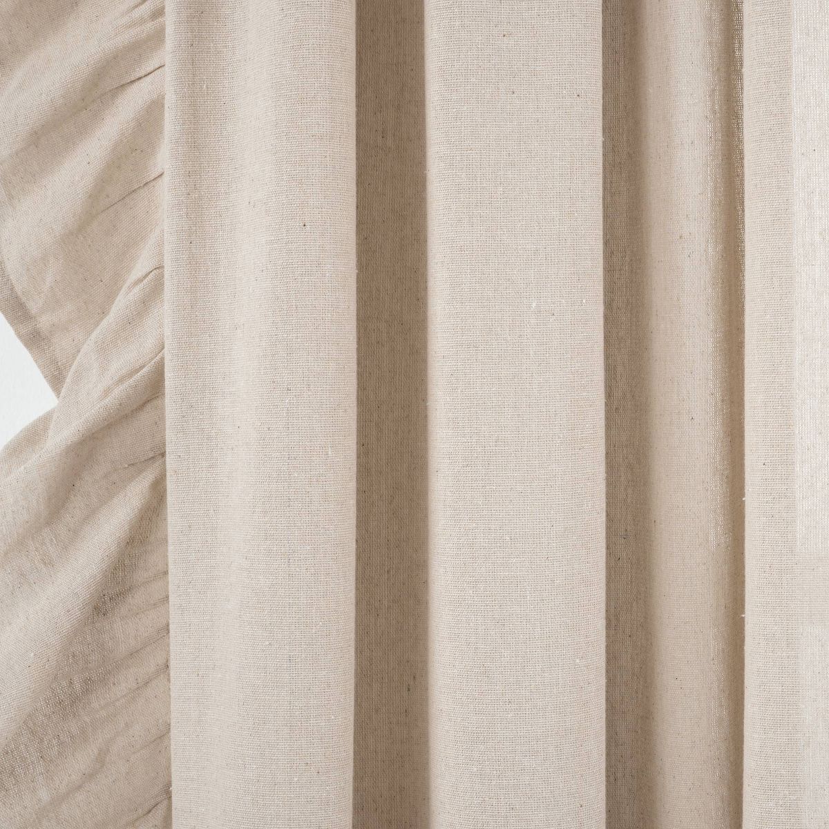 95"x54" Linen Ruffle Window Curtain Panels Beige - Lush Décor: Light Filtering, Cotton, Rod Pocket