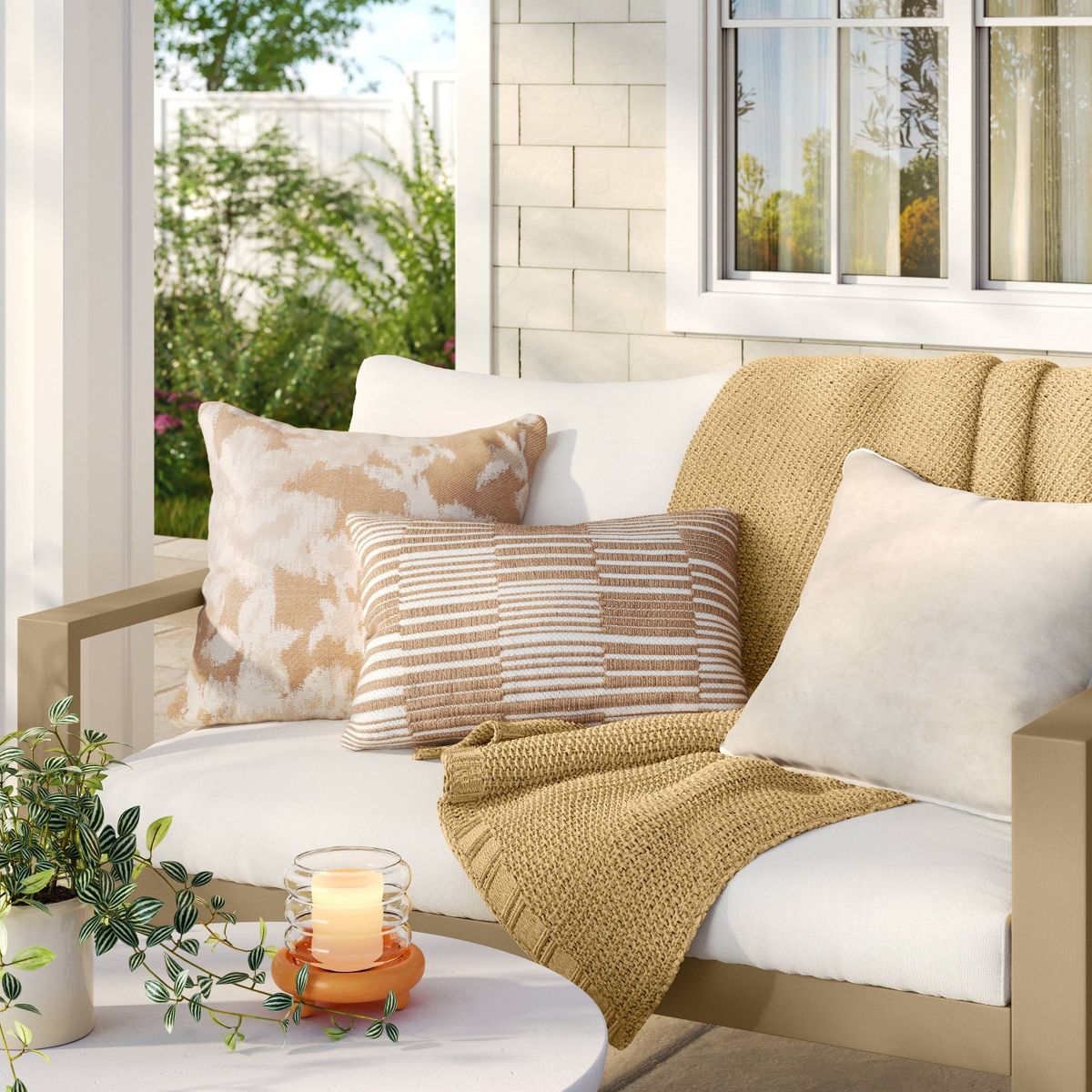 18"x18" Reversible Velvet Pillow Ivory/Khaki - Threshold™
