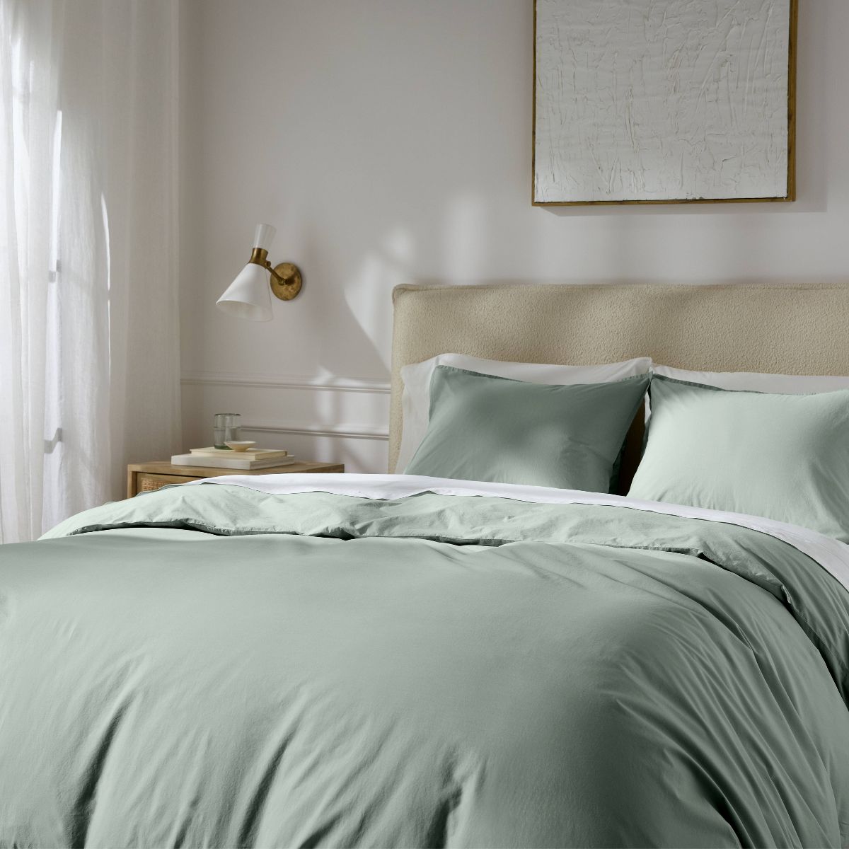 Full/Queen Casual Organic Cotton Duvet Cover & Sham Set Jade - Parachute for Target