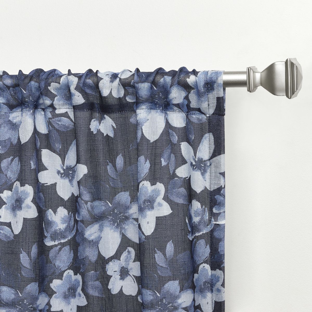 Nicole Miller Dara Light Filtering, Semi Sheer Rod Pocket Curtain Panels, 54"x108", Indigo, Set of 2