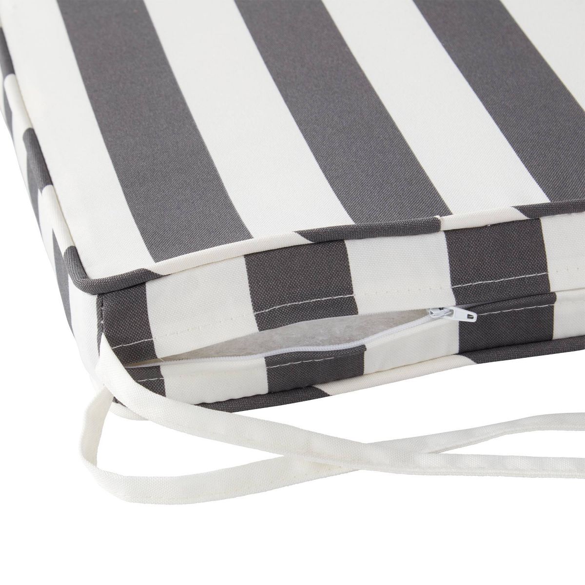 Kensington Garden 2pc 18"x18" Outdoor Chair Cushions Canopy Gray Stripe: Patio Seat Pads, Water-Resistant
