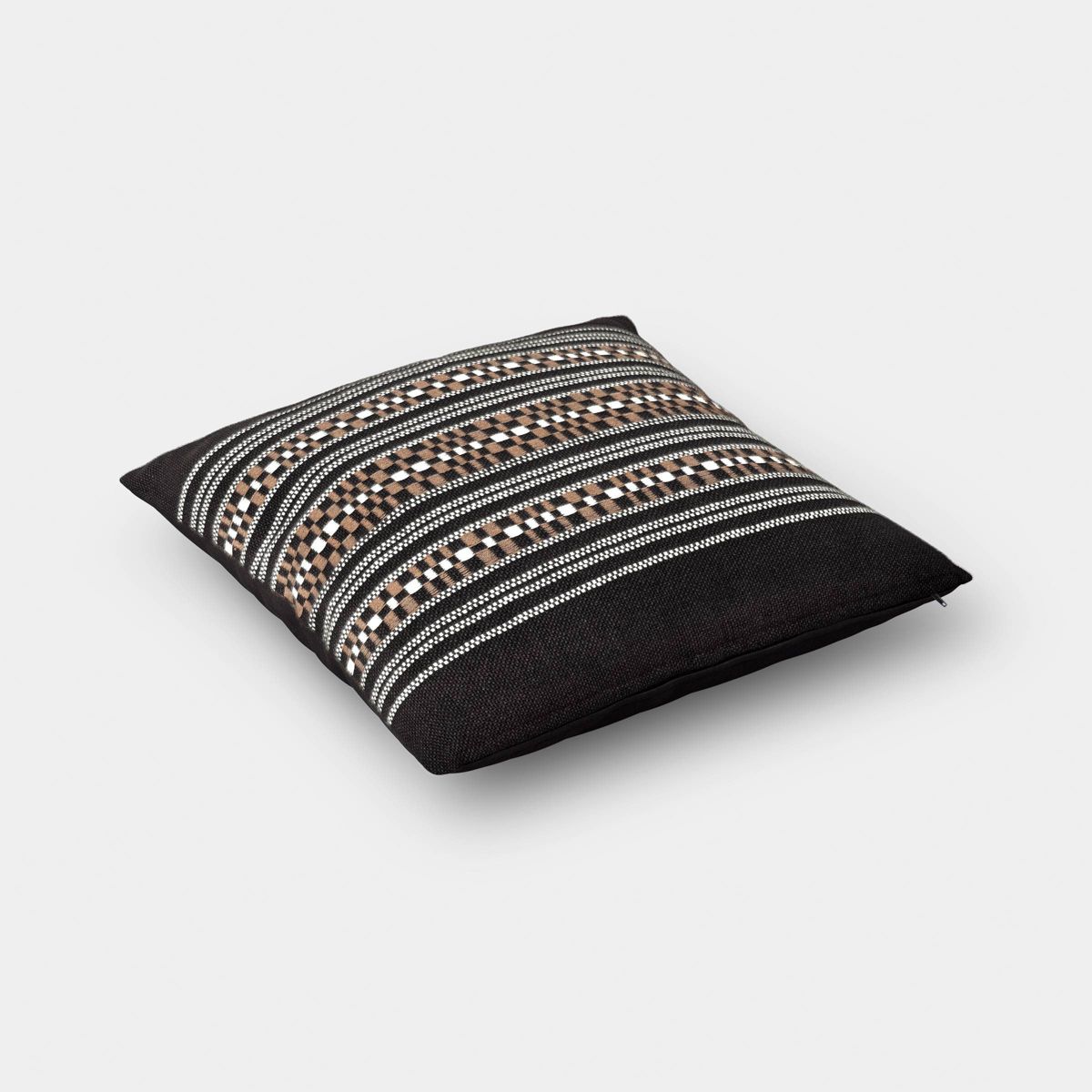 Oversized Square Woven Checkered Stripe Pillow Black/Neutral - Threshold™
