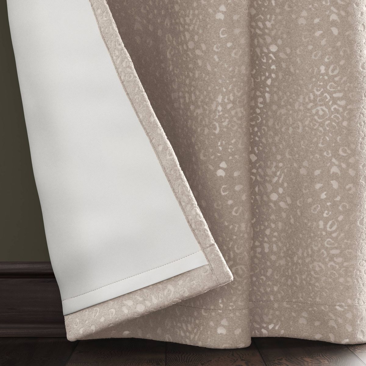 50"x63" Blackout Embossed Velvet Curtain Panel Brown - Threshold™: UV Protection, Recycled Polyester, Tiger Print
