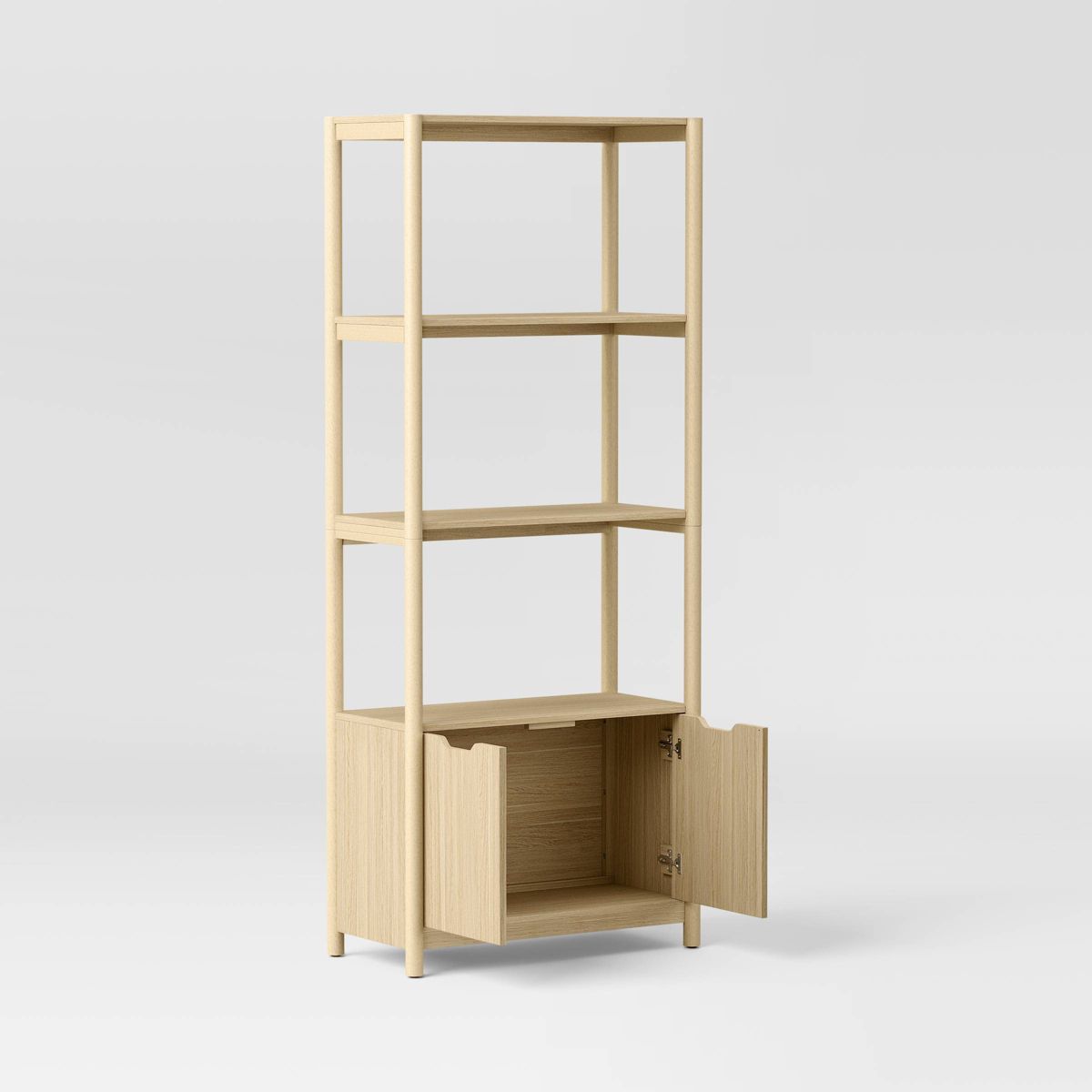 72.25" Scandi Bookcase with Three Shelves And Cabinet Storage Natural - Room Essentials™