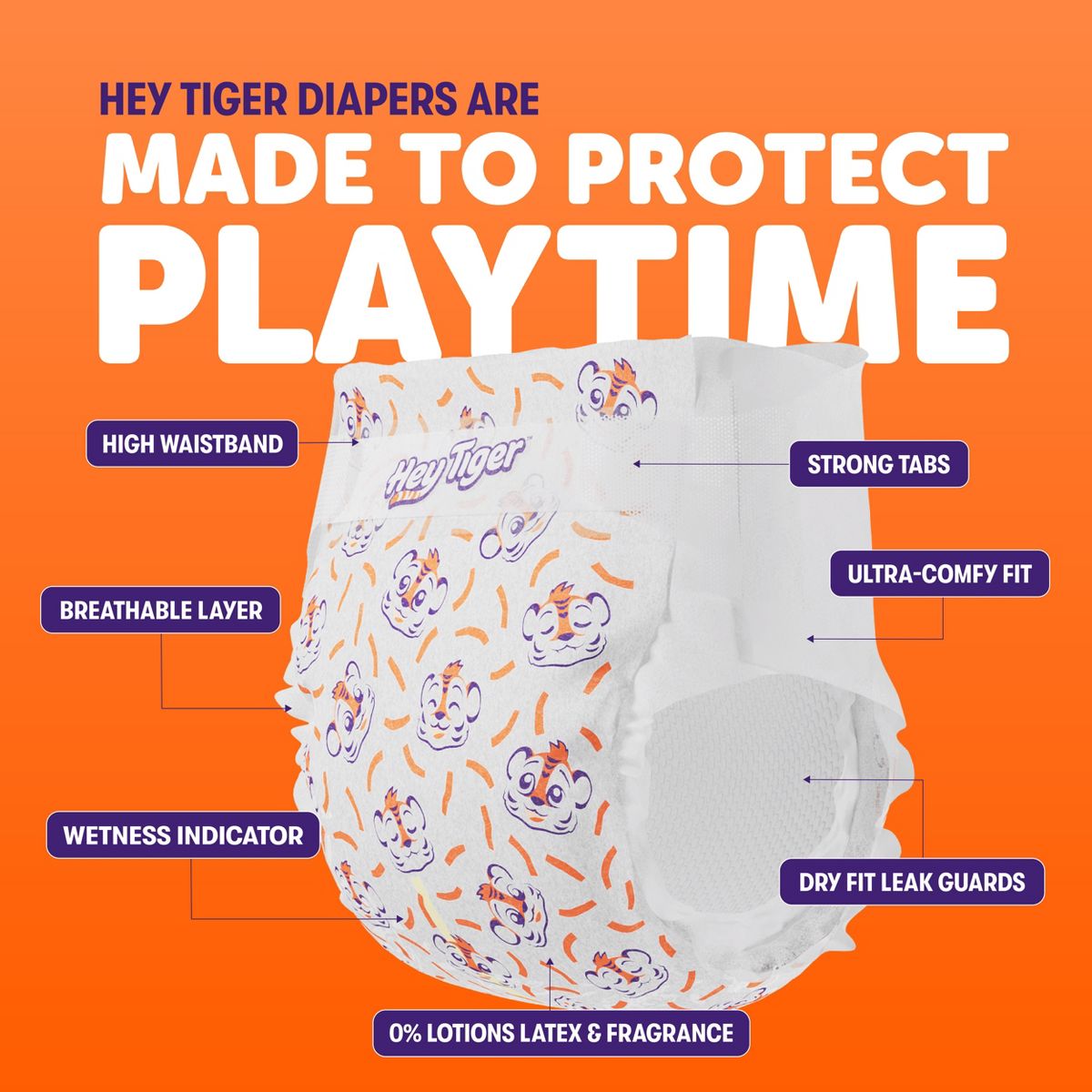 Hey Tiger Disposable Diapers - Size 5 - 88ct