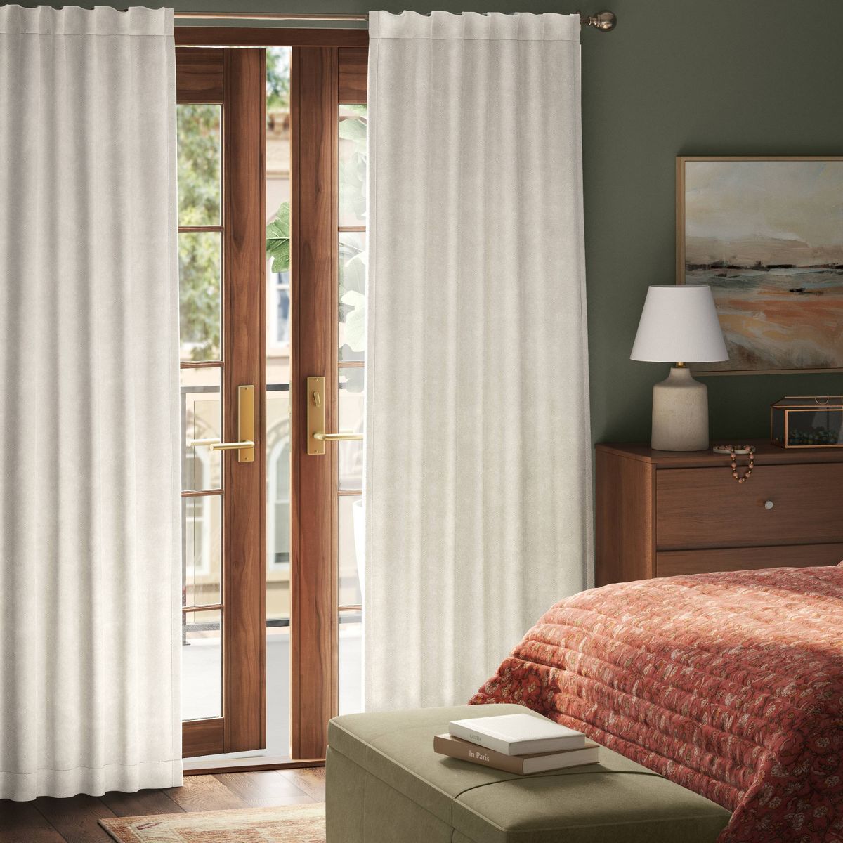 50"x63" Blackout Chenille Curtain Panel Ivory - Threshold™: Contemporary Lined Solid, Indoor Use, Back Tab, Rod Pocket