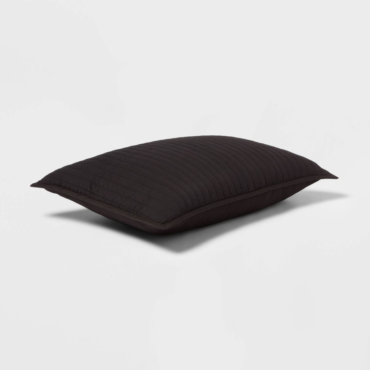 King Washed Cotton Sateen Quilt Sham Black - Threshold™: OEKO-TEX Certified, 250 Thread Count, Machine Washable