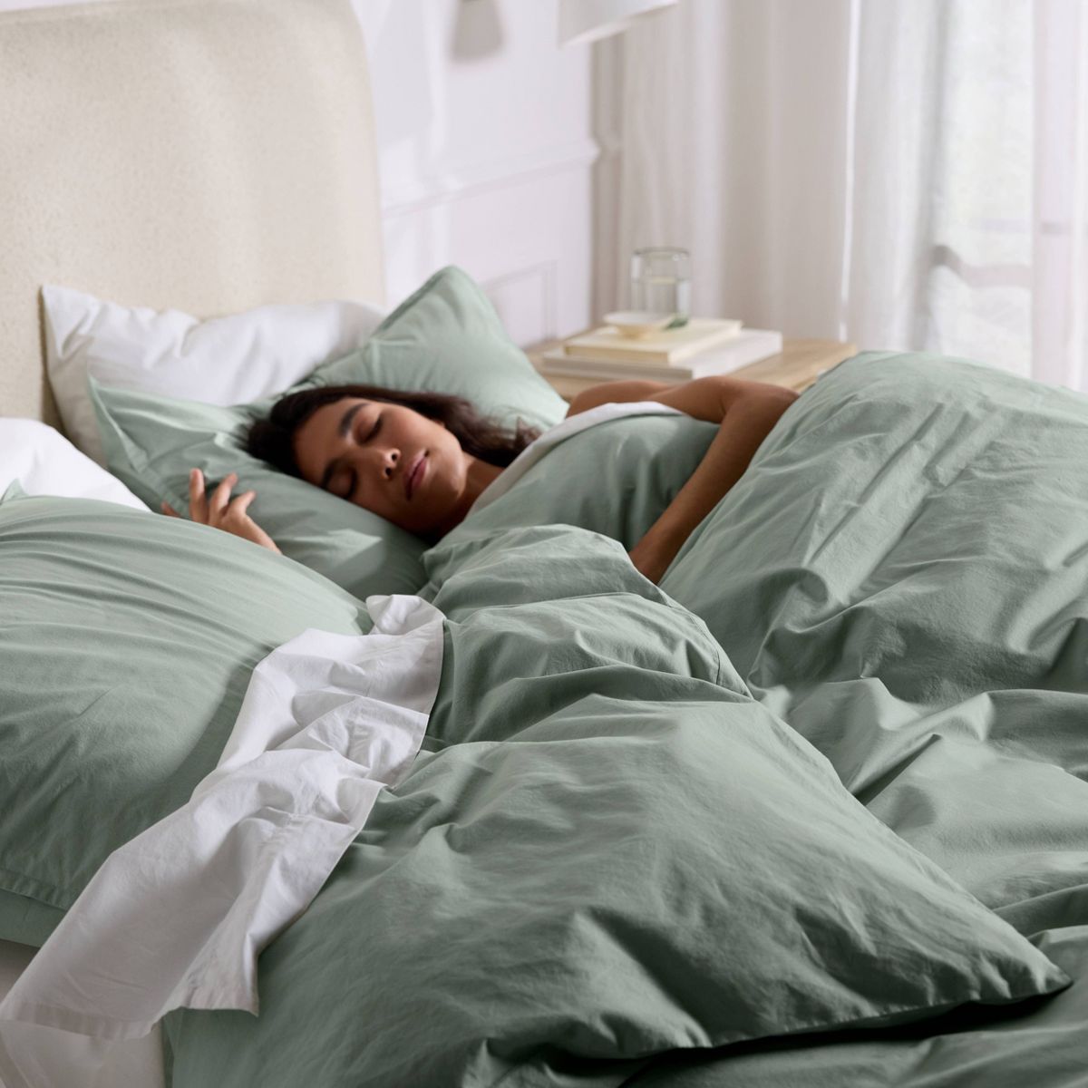 Full/Queen Casual Organic Cotton Duvet Cover & Sham Set Jade - Parachute for Target