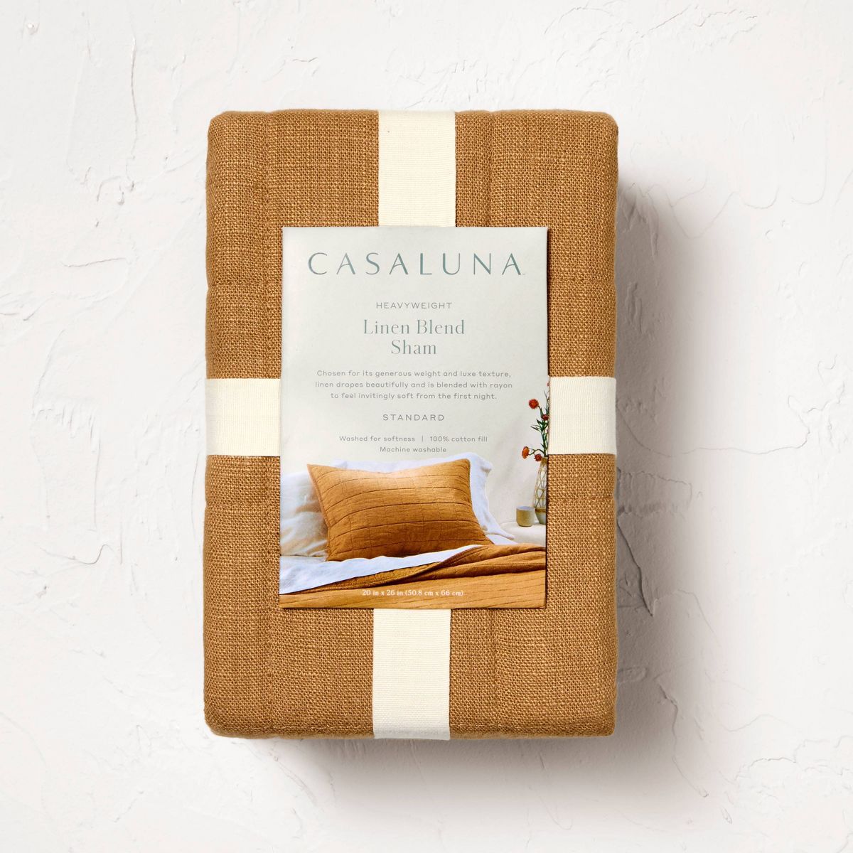 King Heavyweight Linen Blend Quilt Pillow Sham Warm Brown - Casaluna™: Zipper Closure, OEKO-TEX Certified, No Flange