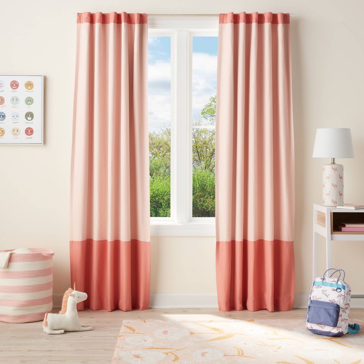 42"W x 84"L Tonal Window Kids' Blackout Window Curtain Panel Pink - Pillowfort™