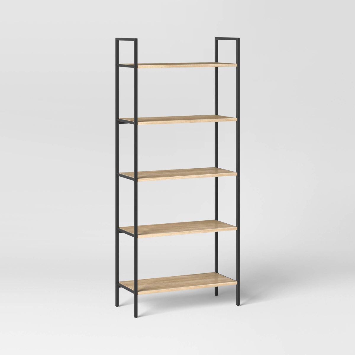 72" Loring 5 Shelf Ladder Bookshelf Vintage Oak - Threshold™: Metal Frame, Open Back Design