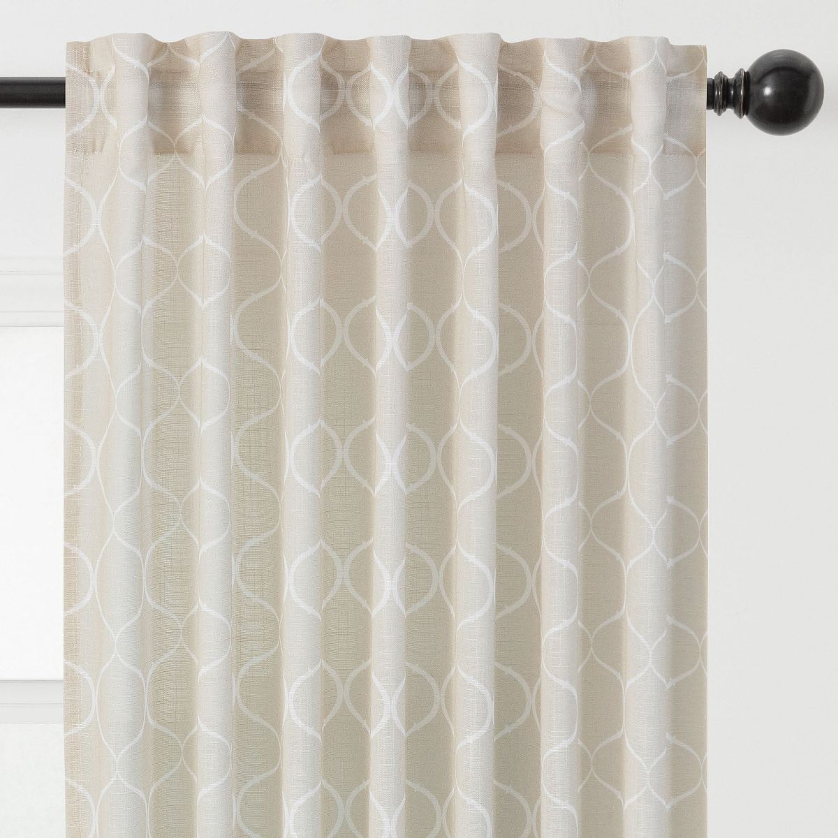 Chanasya 2pk Light Filtering Textured Semi Sheer Print Window Curtain Panels - Set of 2 - 52 x 84 Inches Long - Ogee, Silver