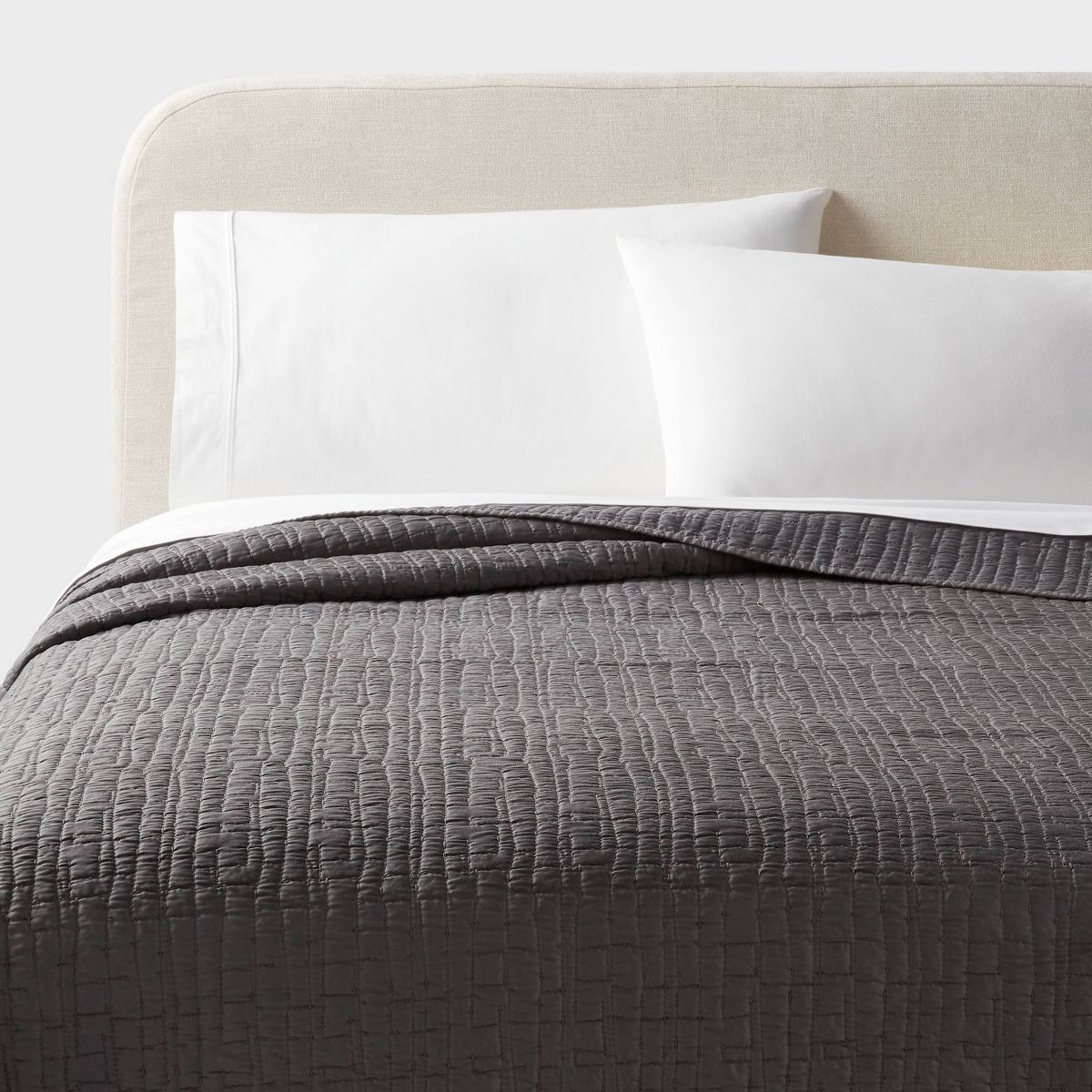 King TENCEL® Quilt Dark Gray - Threshold™: OEKO-TEX Certified, Cooling, Woven Lyocell, Machine Washable