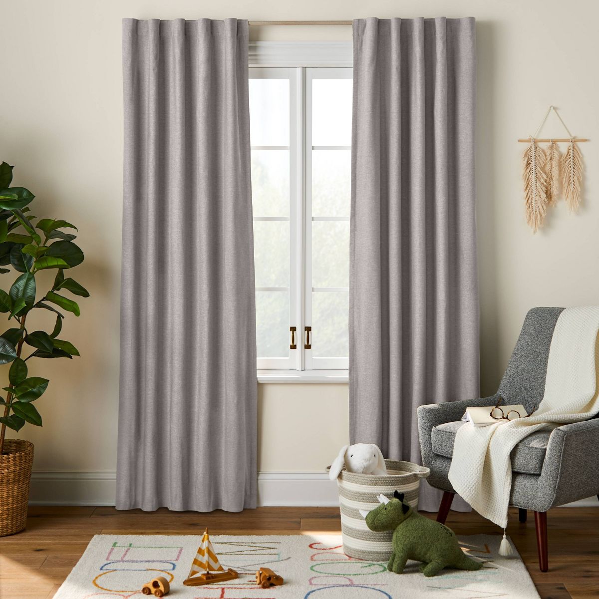84" Blackout Chambray Cotton Kids' Panel Gray - Pillowfort™
