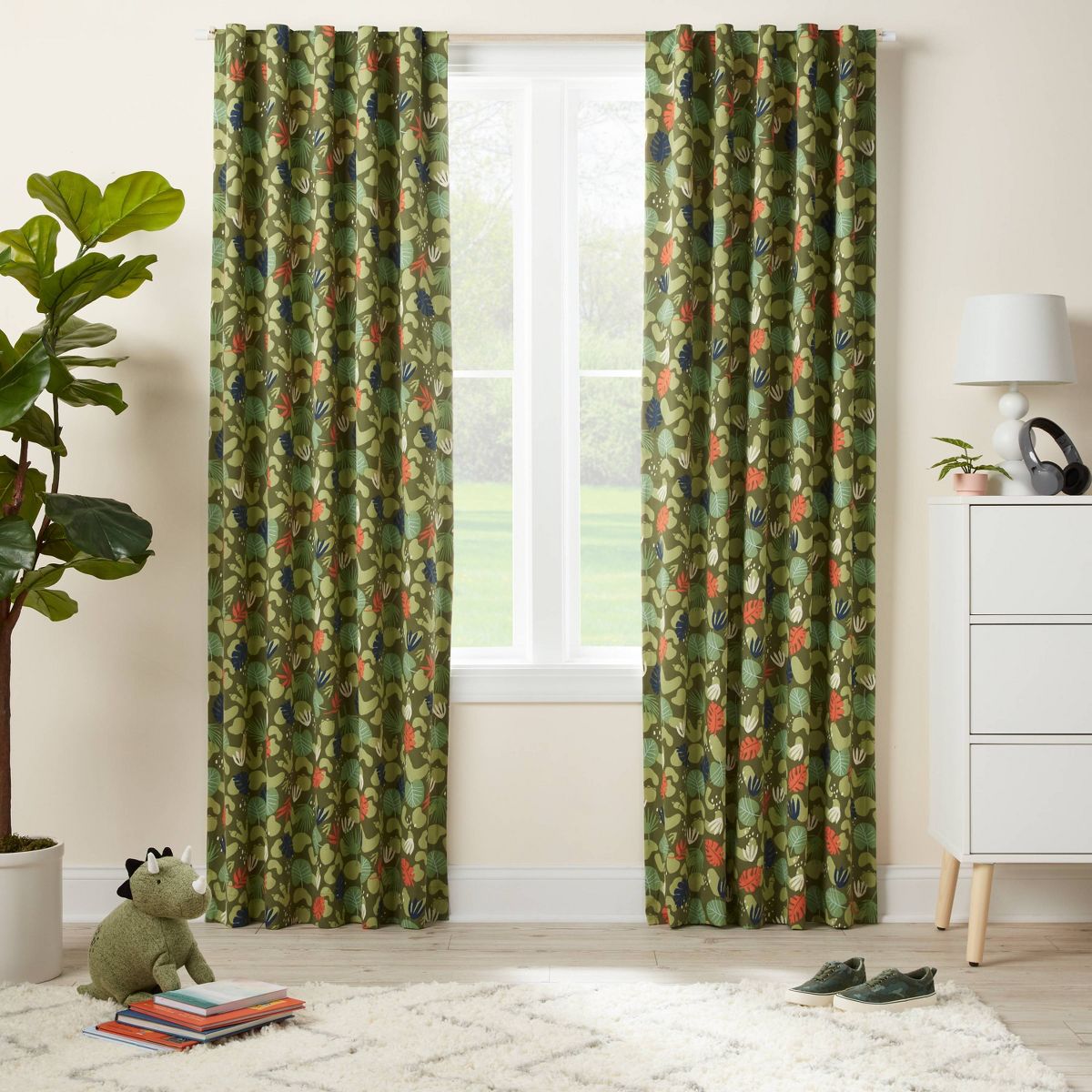 42"W x 84"L Dinosaur Kids' Blackout Window Curtain Panel - Pillowfort™