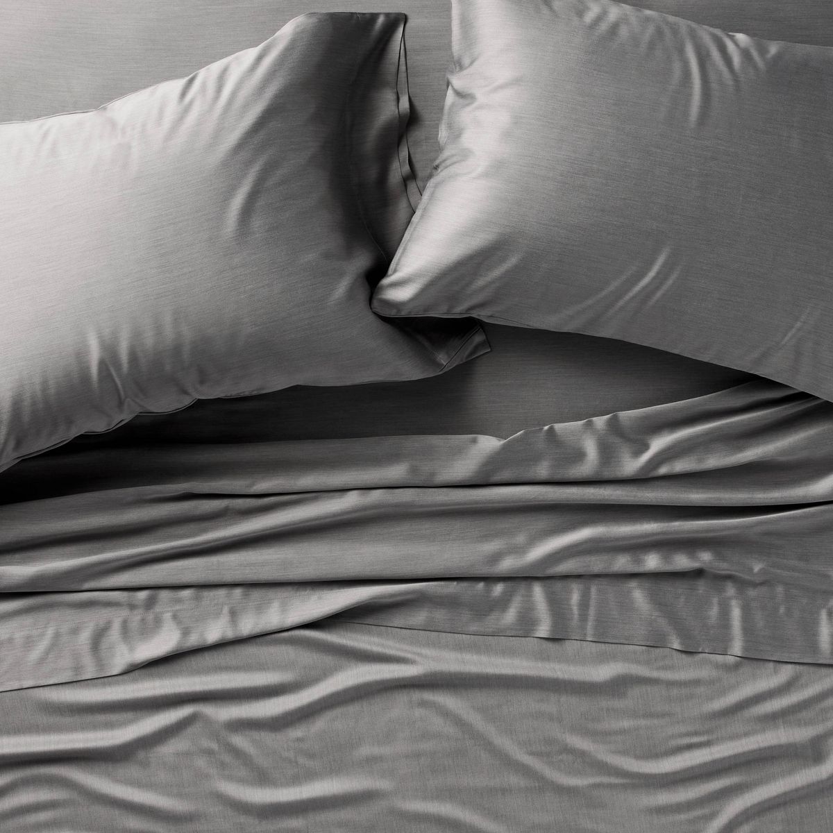 King 400 Thread Count Rayon from Bamboo Pillowcases Dark Gray - Casaluna™