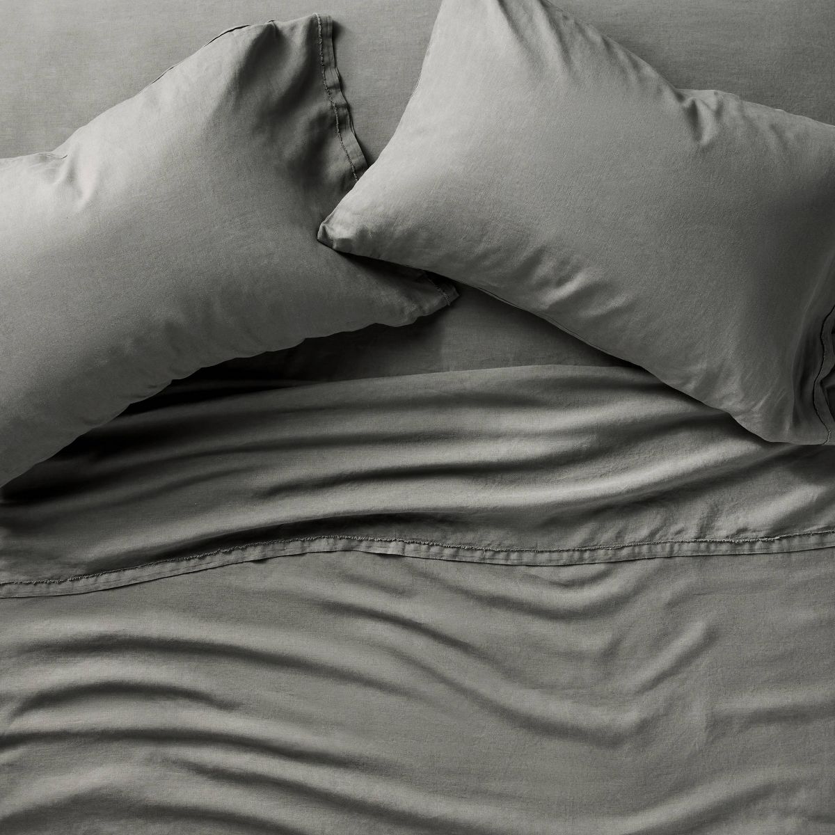 King 100% Linen Pillowcases Dark Gray - Casaluna™