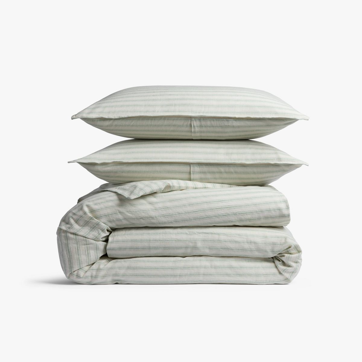 King/California King Relaxed Linen Stripe Duvet Cover & Sham Set Jade & Parchment - Parachute for Target
