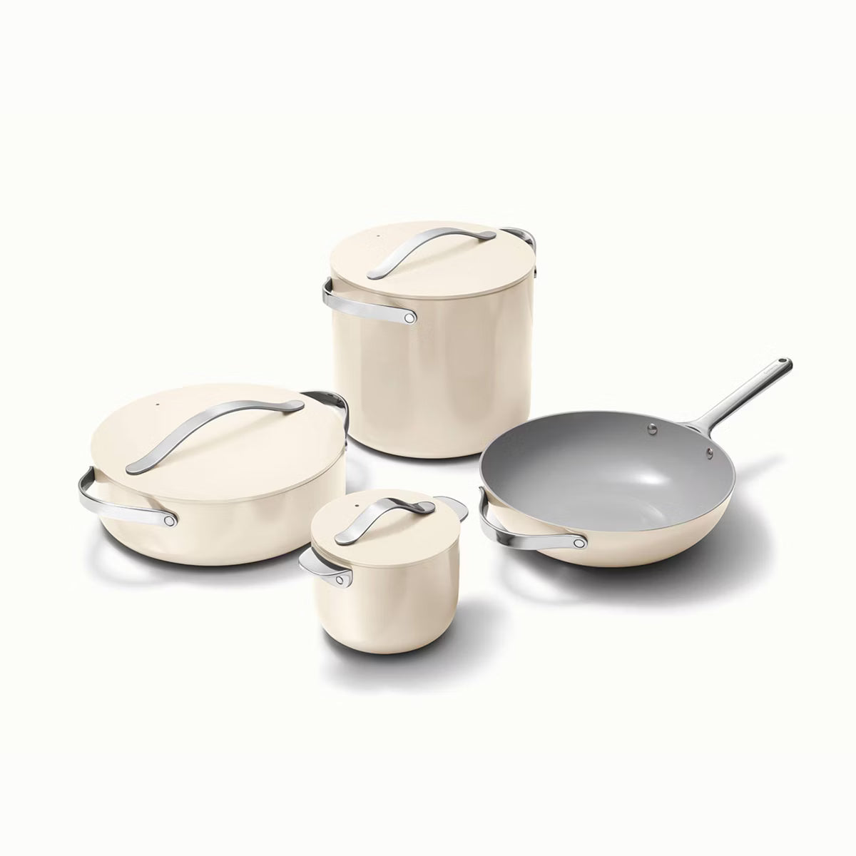 NEW - CARAWAY HOME 8-Piece Ceramic Nonstick Cookware Set in Cream