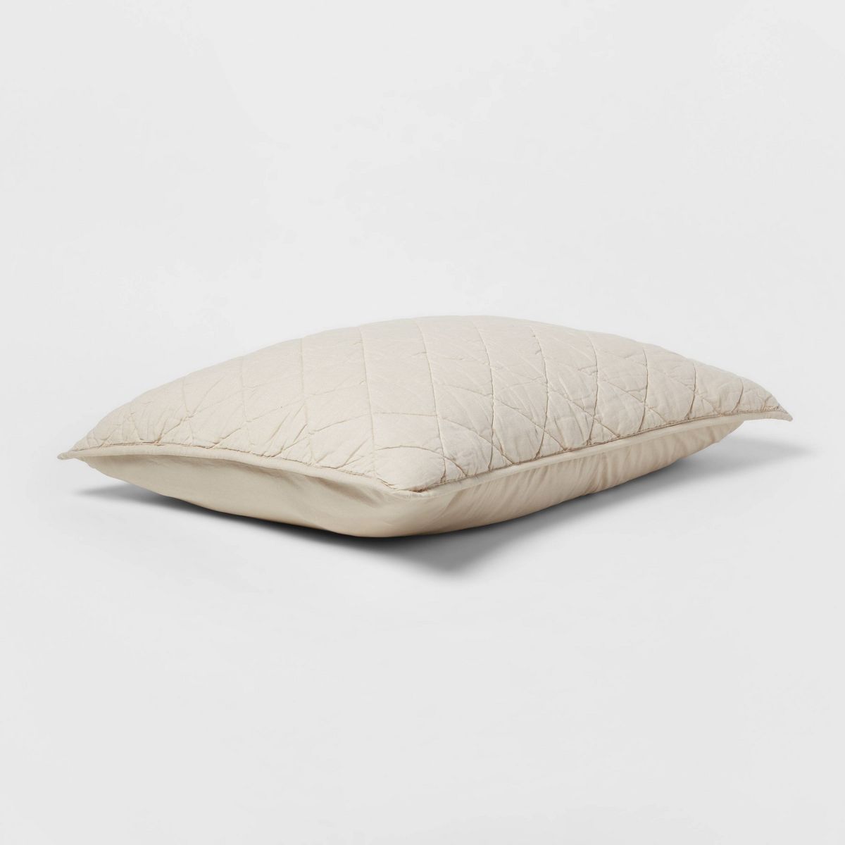 Standard Diamond Stitch Cotton Linen Quilt Sham Khaki - Threshold™: OEKO-TEX Certified, Woven Texture, No Flange Design
