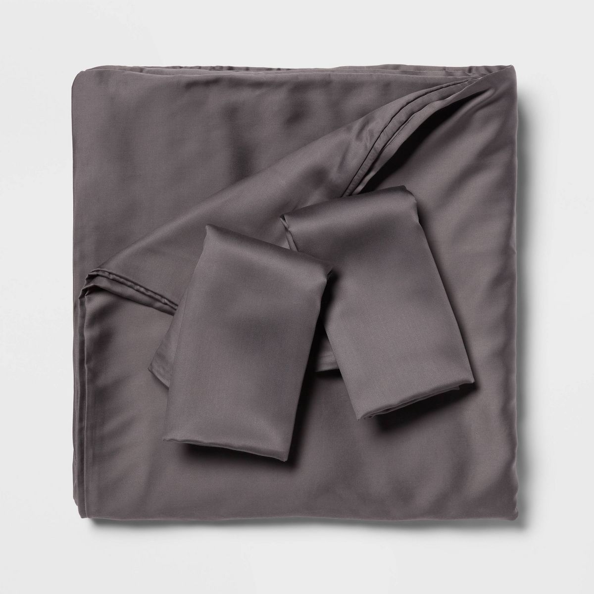 Full/Queen TENCEL™ Duvet Cover and Sham Set Dark Gray - Threshold™: Cooling Lyocell, OEKO-TEX Certified, Zip Closure