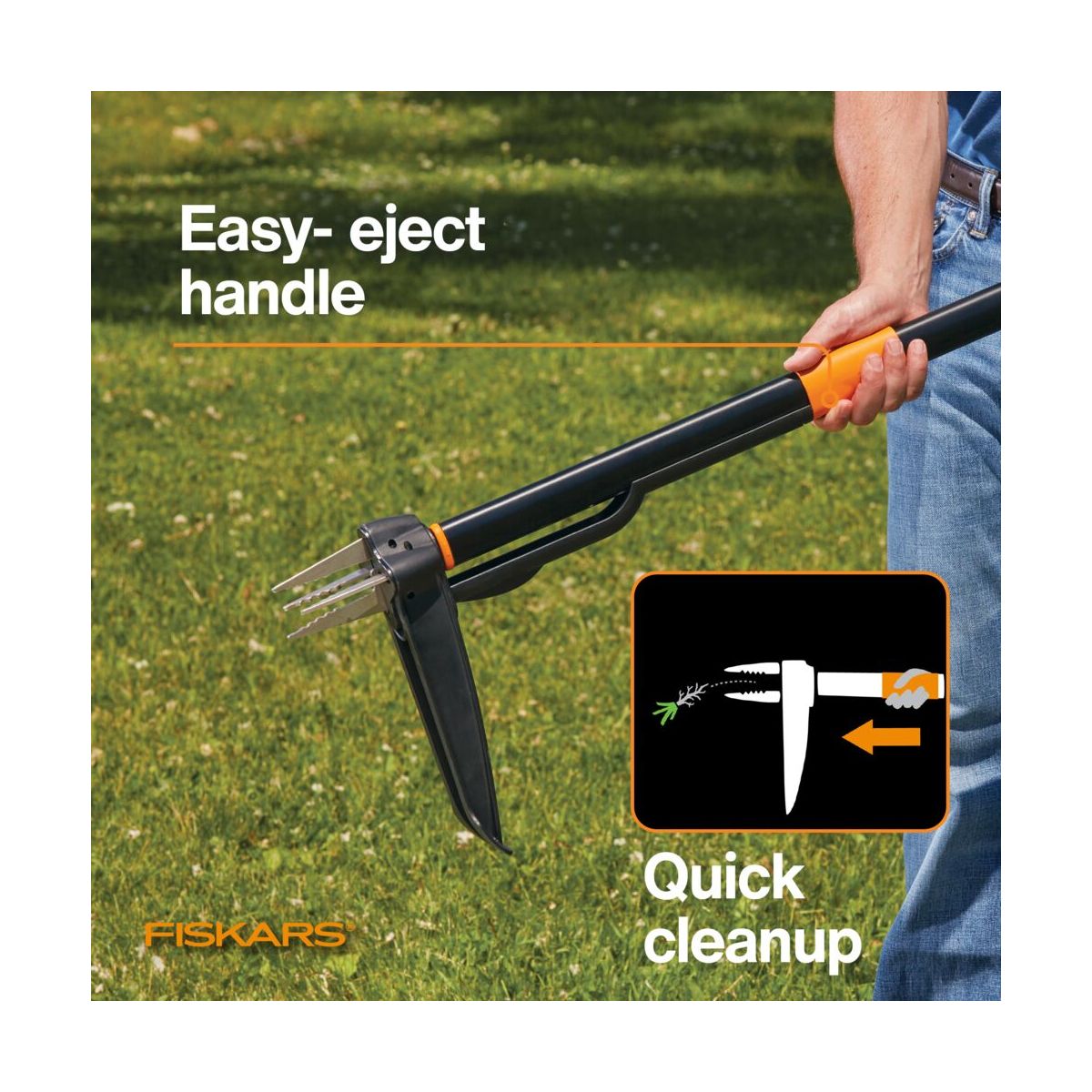 Fiskars 4 Claw Stand Up Stainless Steel Hand Weeder