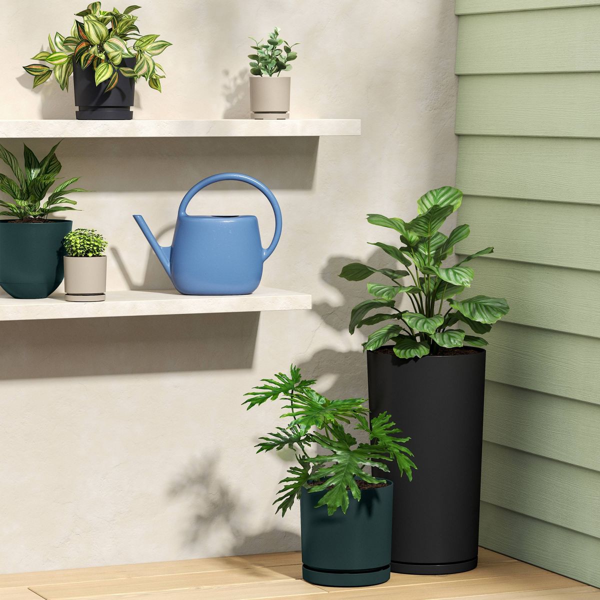 Recycled Resin Indoor Outdoor Planter 12"x21" Black - Room Essentials™