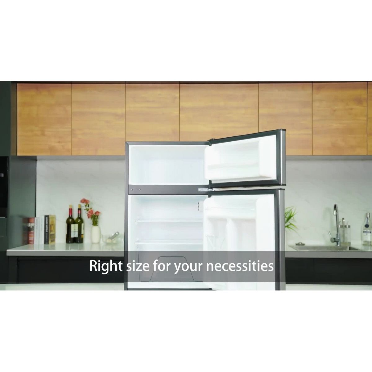 Whirlpool 3.1 cu ft Mini Refrigerator Stainless Steel WH31S1E: Energy Star Certified Dorm Fridge, Reversible Door, 2 Shelves