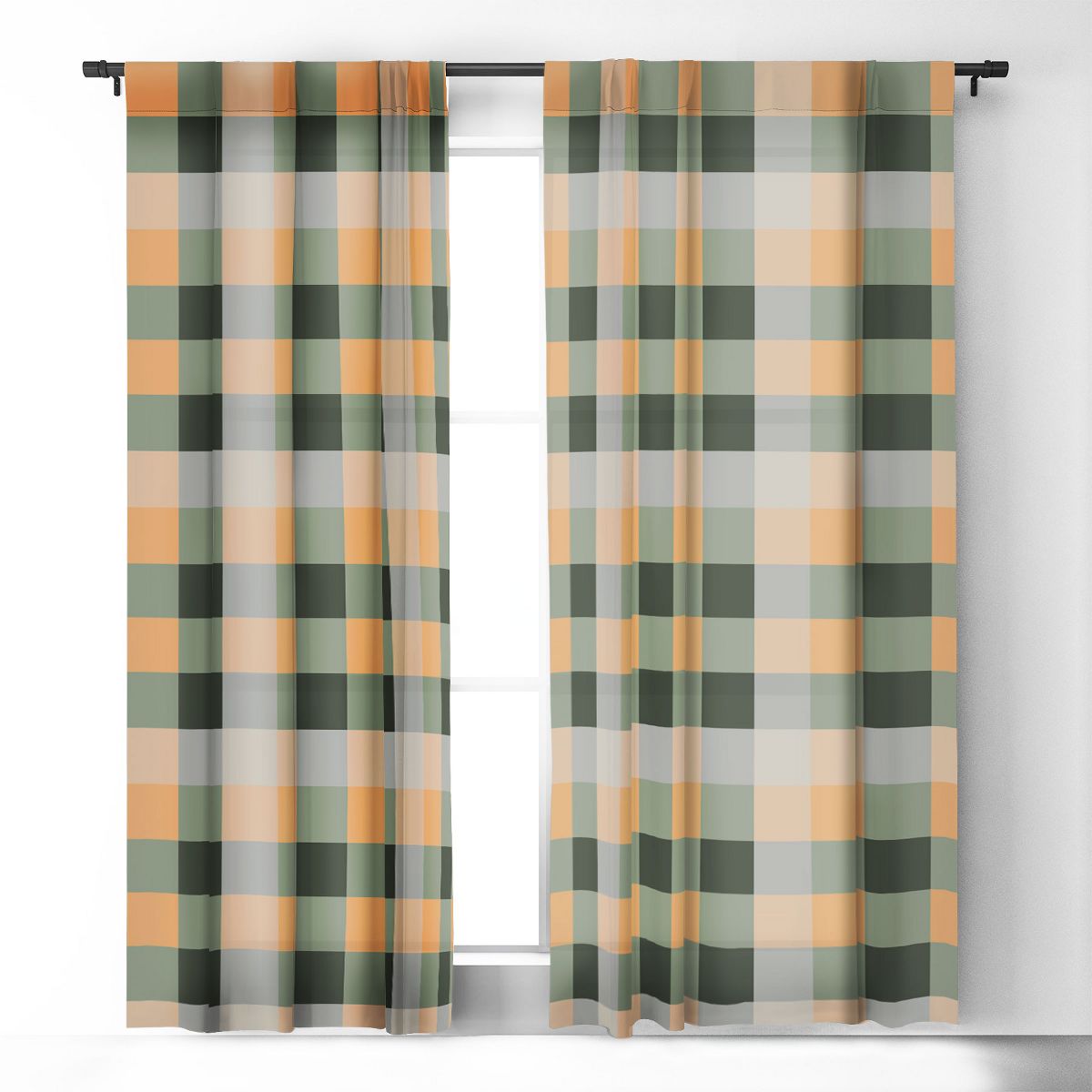 Miho retro color illusion 64" x 50" Single Panel Blackout Window Curtain - Deny Designs