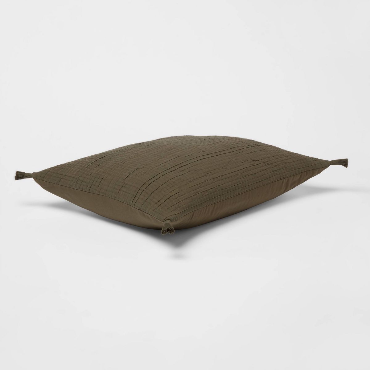 King Double Cloth Quilt Sham Olive - Threshold™: Cotton & Polyester, Jacquard Weave, Zipper Closure, No Flange