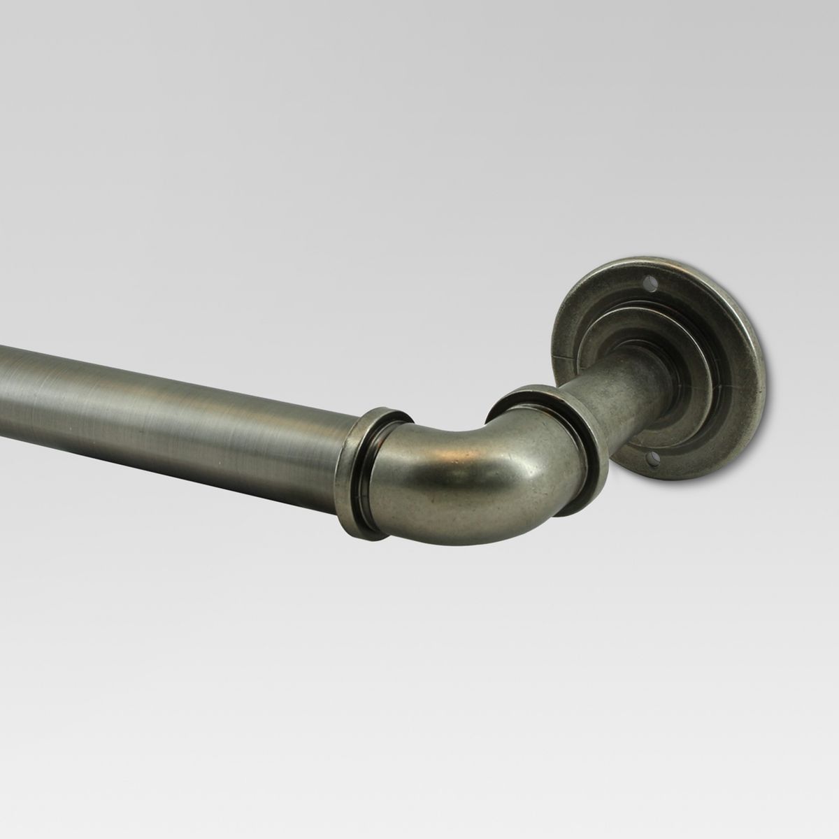 36"-66" Wraparound Pipe Curtain Rod Pewter - Threshold™: Adjustable Metal, Antique Finish, 30lb Capacity