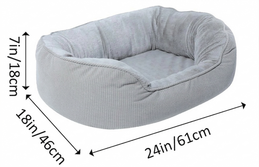 Light Grey Dog Bed, Medium, Solid Weave Cuddler, 24-Inch