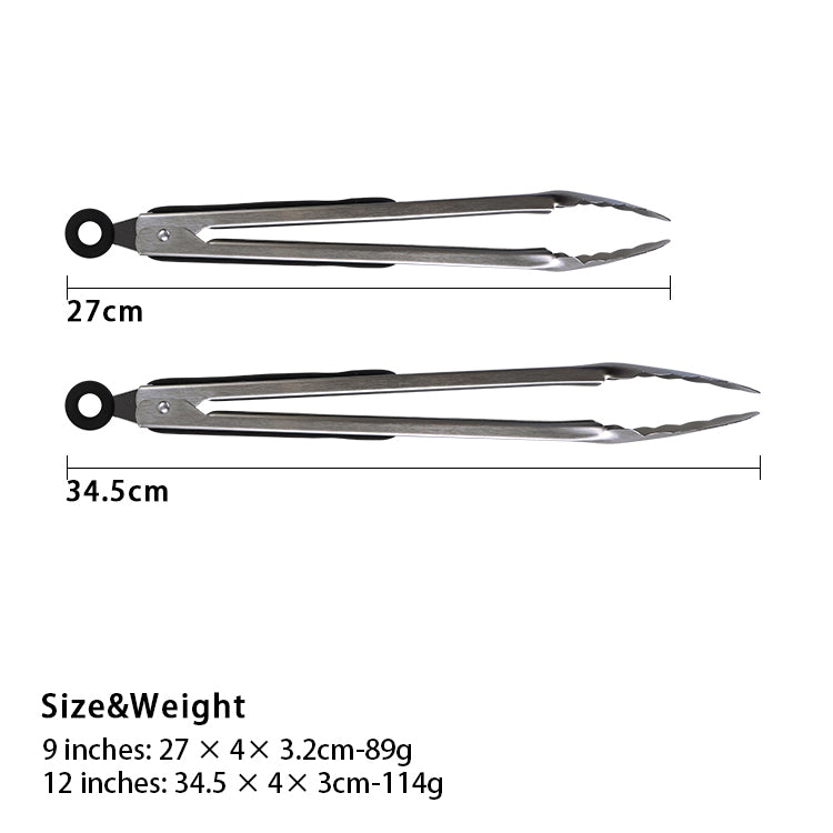 Stainless Steel Kitchen Tong Set- 9" and 12"